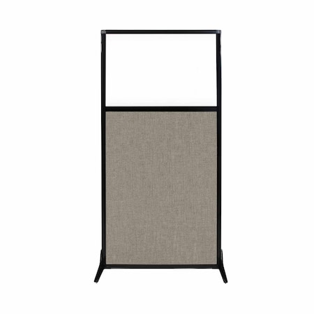 Versare Work Station Screen 33" x 70" Warm Pebble Fabric With Clear Window 1812422